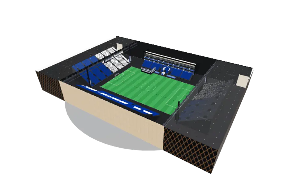 The tifo across the stands, seen in 3D